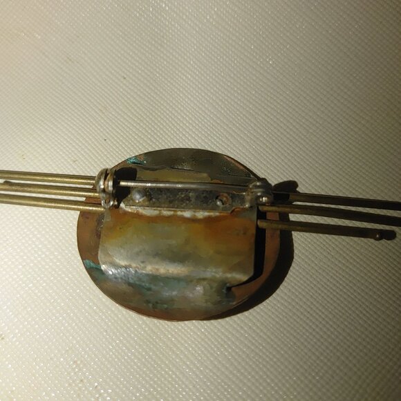 Vintage Copper Brass Brooch Steampunk Abstract Circular Design Artist Abstract - Picture 9 of 11